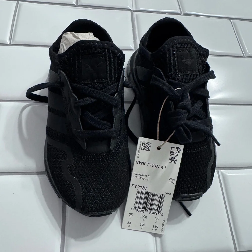 Adidas Kids Black Swift Run Sneakers - Picture 1 of 1